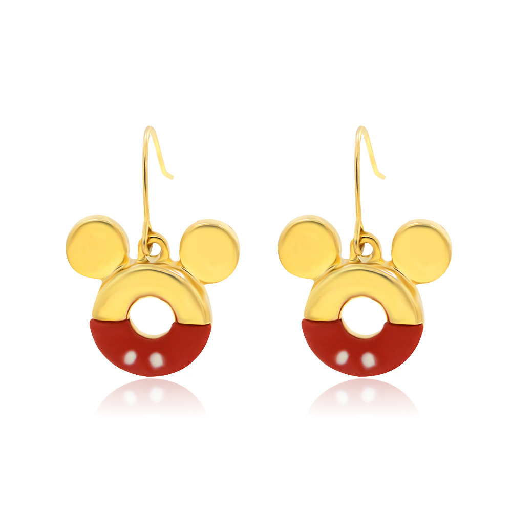 Wholesale Mickey Mouse Gold Earrings In Red